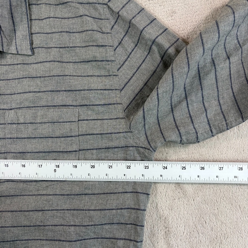 Marine Layer Lipton Shirt Men Larger Grey Blue Stripe Long Sleeve NWT $98 - Picture 6 of 10
